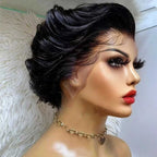 Fashion Invisible Swiss Lace Cheap Pixie Short Wigs