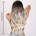 Trendy Long Wig in Brown & Silver Blend