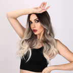 Trendy Long Wig in Brown & Silver Blend
