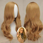 Women's synthetic heat-resistant fiber long light brown medium curly wig