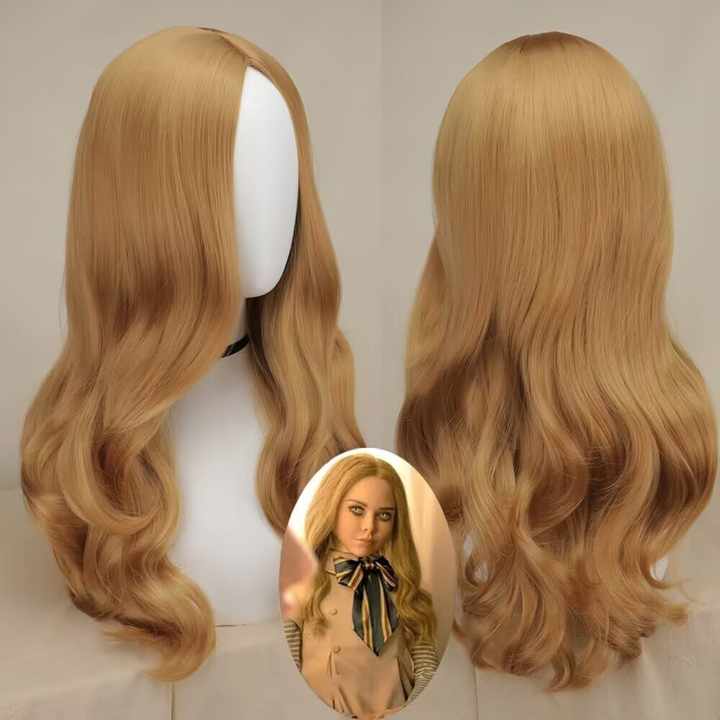 Women's synthetic heat-resistant fiber long light brown medium curly wig