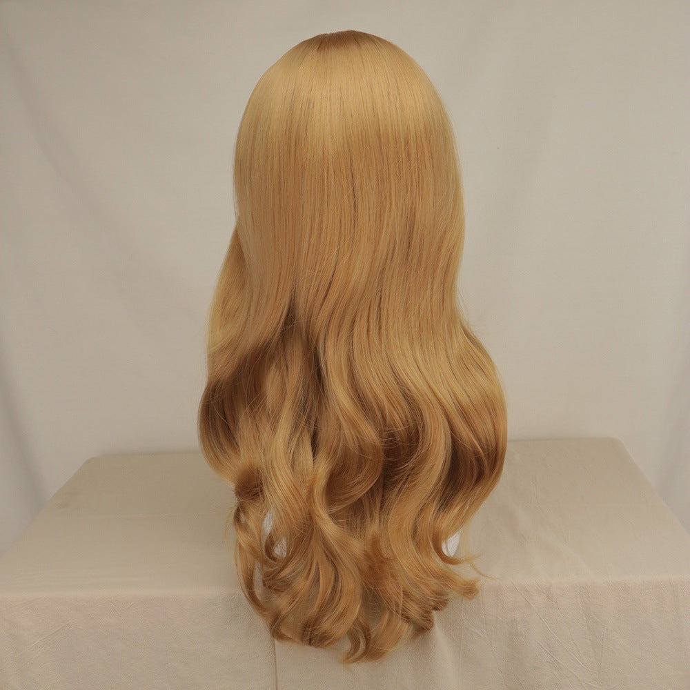 Women's synthetic heat-resistant fiber long light brown medium curly wig